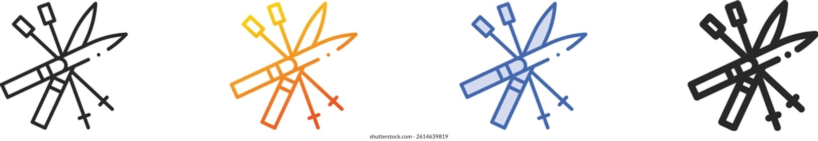 ski icon.Thin Linear, Gradient, Blue Stroke and bold Style Design Isolated On White Background