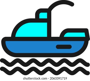Ski Jet Line Filled Vector Icon Design
