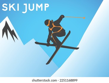 Ski jump on the snow vector illustration 