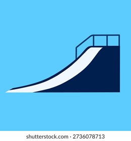 Ski jump ramp icon in flat style for winter sports theme. Suitable for sport infographics, posters, game assets, and training illustrations.