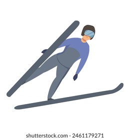 Ski jumper cross icon cartoon vector. Flying slalom. Active sportsman