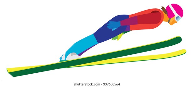 Ski Jumper In Flight