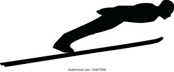 Ski jumper flying