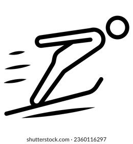 Ski Jumper line icon, Winter sport concept, Ski jumping silhouette sign on white background, Springboard jumper icon in outline style for mobile concept and web design. Vector graphics