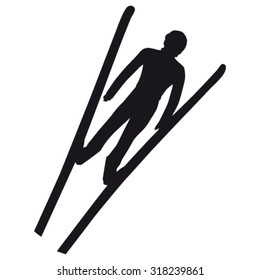 Ski jumper silhouette - Vector