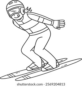 Ski Jumping Female Ski Jumper Sliding Isolated