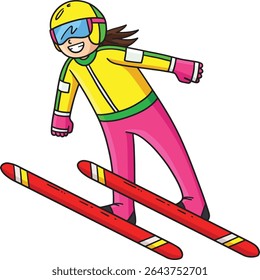 Ski Jumping Female Ski Jumper Taking Off Clipart 