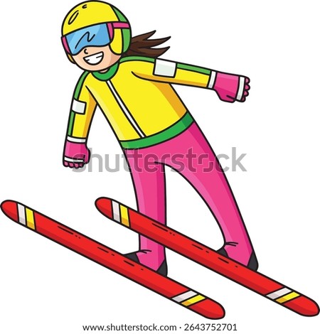 Ski Jumping Female Ski Jumper Taking Off Clipart 