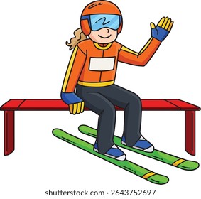 Salto de Esqui Feminino Saltador de Esqui Top Curve Clipart 