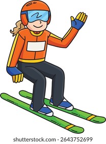 Salto de Esqui Feminino Saltador de Esqui Top Curve Clipart 