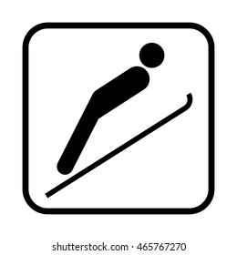 Ski jumping icon. Flat vector illustration isolated on white background.