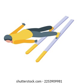 Ski jumping icon isometric vector. Sport snow. Jumper sport