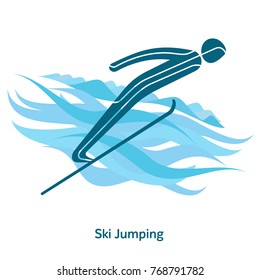 Ski Jumping icon. Olympic species of events in 2018. Winter sports games icons, vector pictograms for web, print and other projects. Vector illustration isolated on a white background