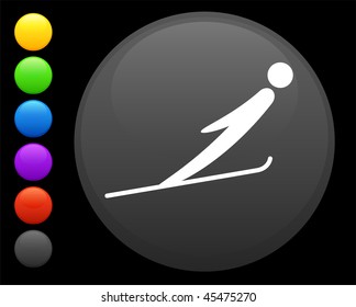 Skisprungsymbol auf dem runden Internetschalter Originalvektorgrafik 6 Farbversionen enthalten
