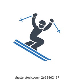 Ski Jumping Icon On White Background