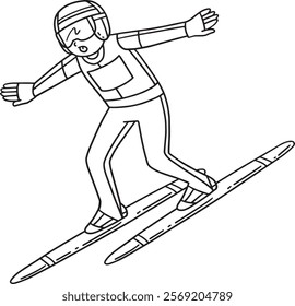 Ski Jumping Ski Jumper Telemark Landing Isolated