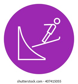 Ski jumping line icon.