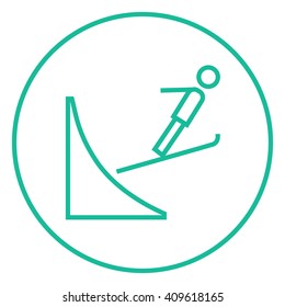 Ski jumping line icon.