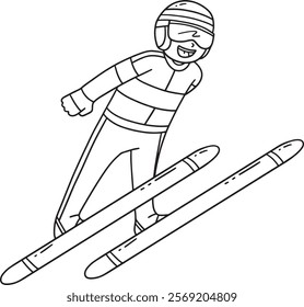 Ski Jumping Male Ski Jumper Taking Flight Isolated