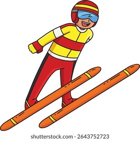 Ski Jumping Male Ski Jumper Taking Flight Clipart 