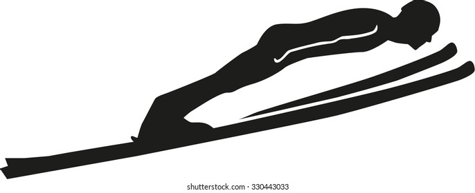 Ski jumping silhouette