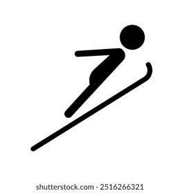 Icono de la silueta de salto de esquí. Vector.