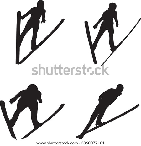 Ski Jumping Silhouette Vector Graphic Pack