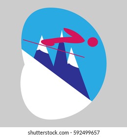 Ski jumping. Sport, icon, logo, symbol.