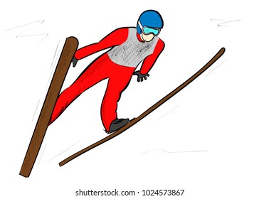 ski jumping in the sunny day