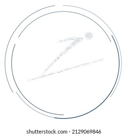 The Ski jumping symbol filled with dark blue dots. Pointillism style. Vector illustration on white background