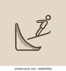 Ski jumping vector sketch icon isolated on background. Hand drawn Ski jumping icon. Ski jumping sketch icon for infographic, website or app.