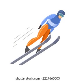 Ski jumping. Winter sport. Vector illustration isolated on white background.