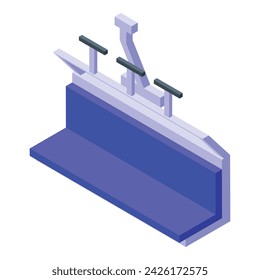 Ski lift blue bench icon isometric vector. Winter travel. Resort snow