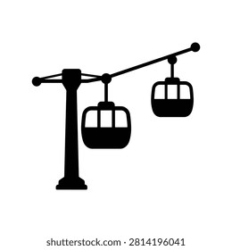 Ski Lift Cable Cars Solid Silhouette Icon