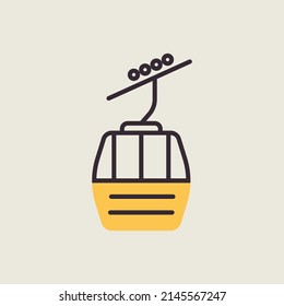 Ski Lift Gondola Vector Icon. Graph Symbol For Travel And Tourism Web Site And Apps Design, Logo, App, UI