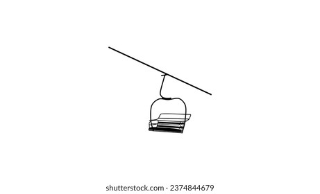 Ski lift icon, black isolated silhouette