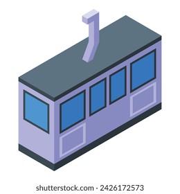 Ski lift icon isometric vector. Cable travel. Car skier snow