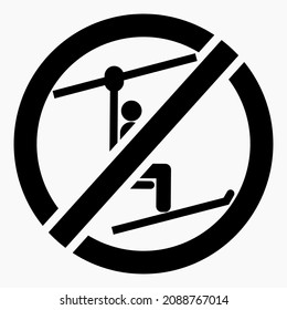 The Ski Lift Icon Is Not Working. The Ski Lift Is Closed For Skiers. There Is No Ski Slope. Skiers Do Not Ride. Vector Icon.