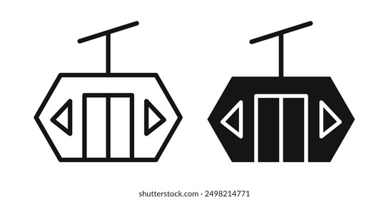colección de Vector Iconicon de la elevación de esquí en estilo esbozado y sólido