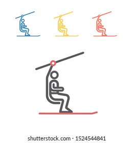 Ski Lift line icon. Vector signs for web graphics