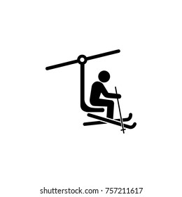 ski lift with man icon. Simple winter elements icon. Can be used as web element, playing design icon on white background