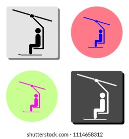 ski lift with man. simple flat vector icon illustration on four different color backgrounds