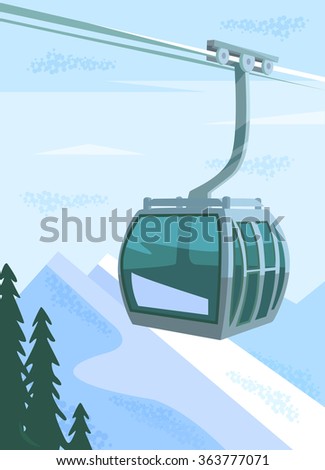 Ski lift. Vector flat illustration