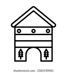 Ski Lodge Vector Line Icon Design