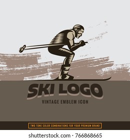 Ski Logo Isolated Vector Illustration. Winter Sport Template Or Emblem.