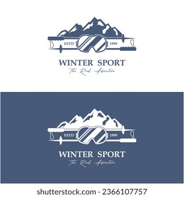 ski logo vector icon illustration design. Logo for ski sport, adventure, club, badge and label.