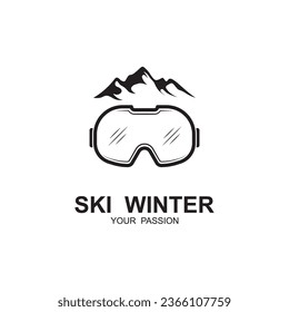 ski logo vector icon illustration design. Logo for ski sport, adventure, club, badge and label.