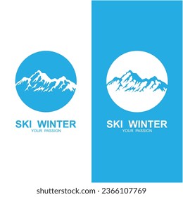 ski logo vector icon illustration design. Logo for ski sport, adventure, club, badge and label.