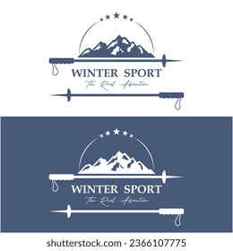 Ski Logo, Vektorgrafik-Design. Logo für Skisport, Abenteuer, Club, Badge und Label.