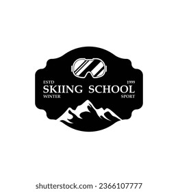 ski logo vector icon illustration design. Logo for ski sport, adventure, club, badge and label.
